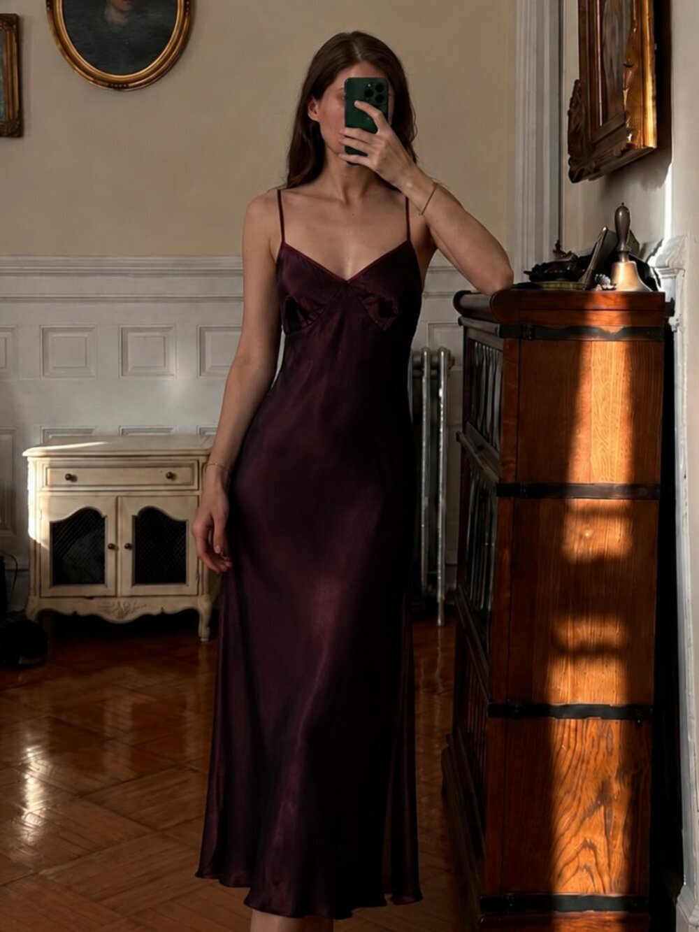 90s La Vie En Rose Iridescent Maxi Slip Dress Size Large Red Burgundy (j)